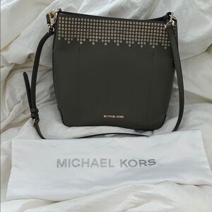 Michael Kors Olive Green Studded Shoulder Bag